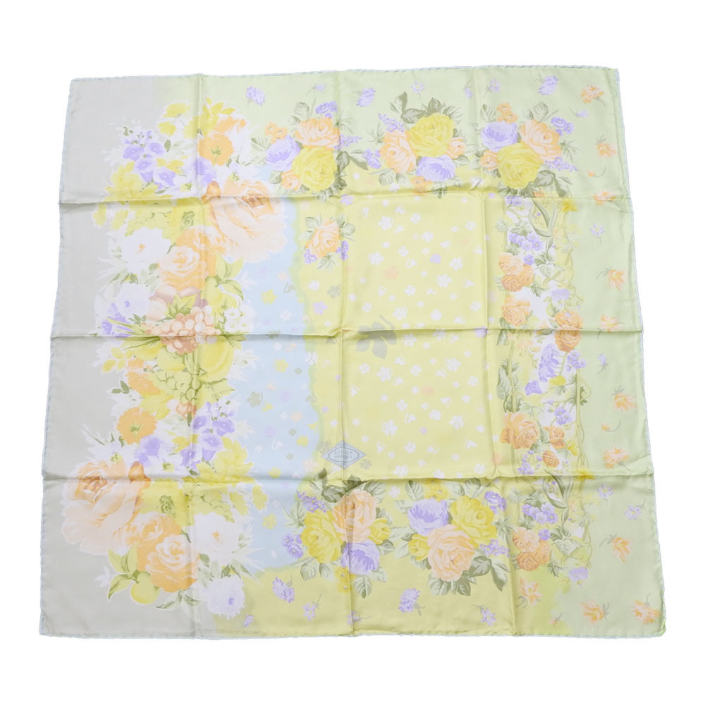 Gianni Versace Scarf/Muffler Silk Flower Green Yellow Women's GIANNI VERSACE